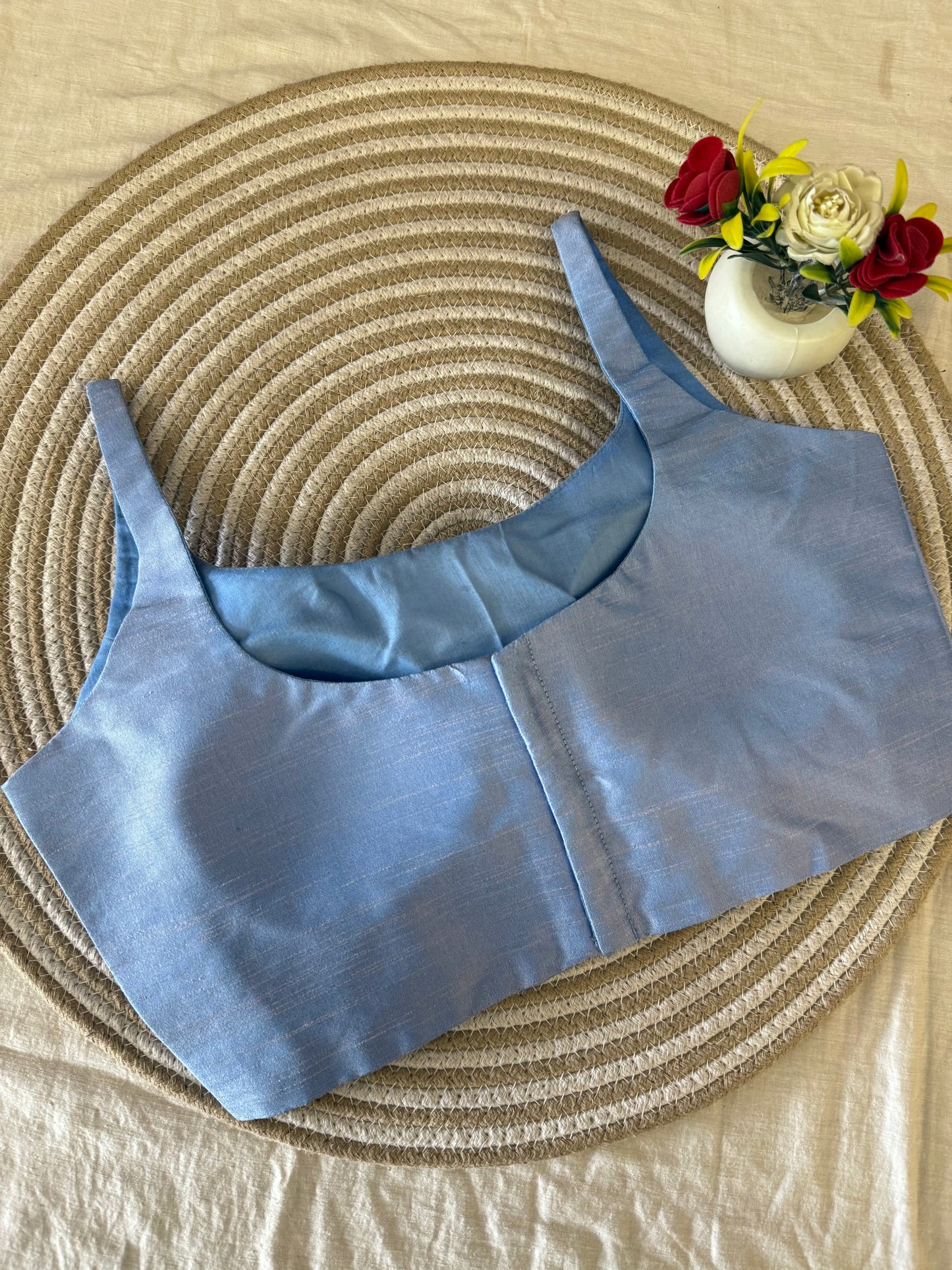 Asmani Scoop Neck Raw Silk Blouse