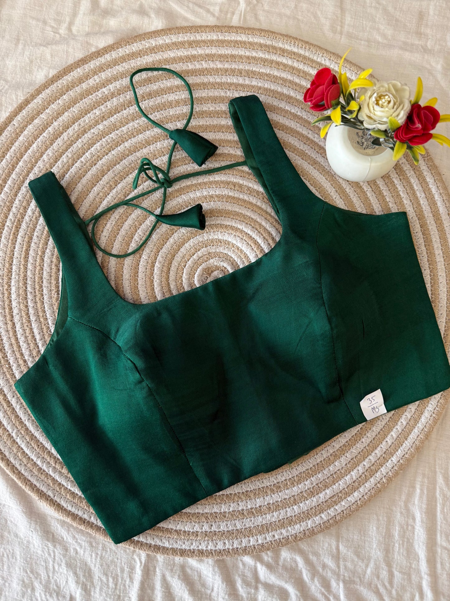 Green Modal Silk Strap Blouse
