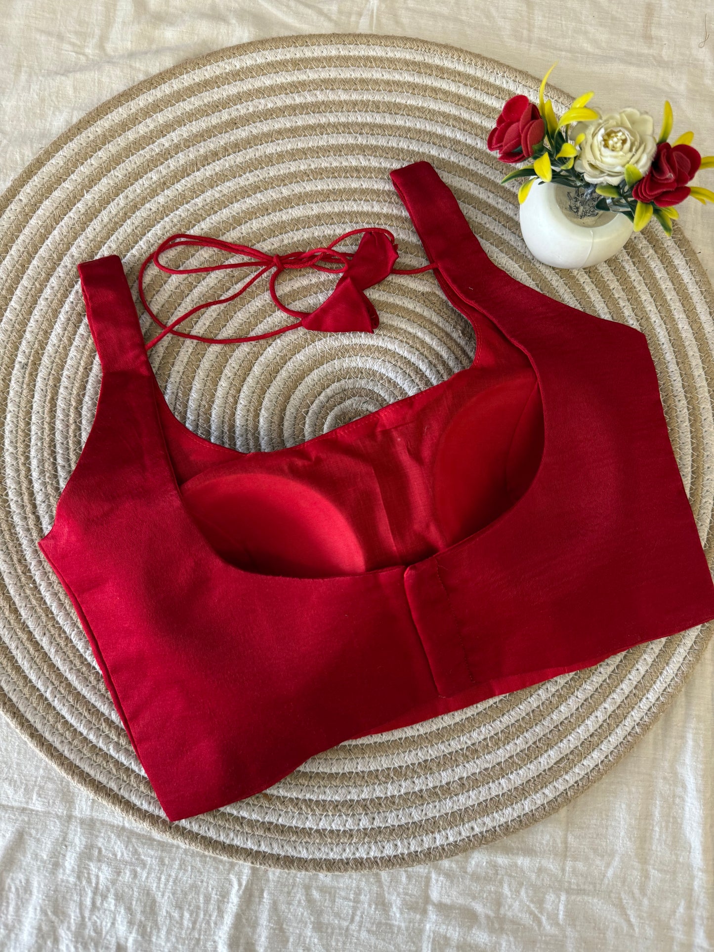 Maroon Red Modal Silk Strap Blouse