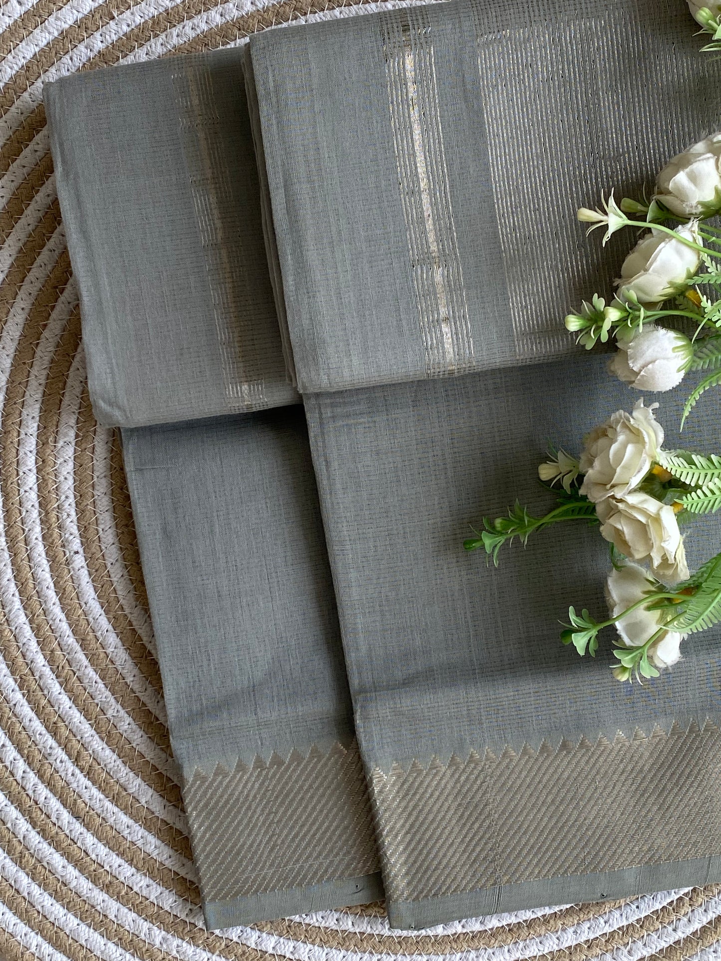 Silver Border Mangalgiri Cotton Saree 20