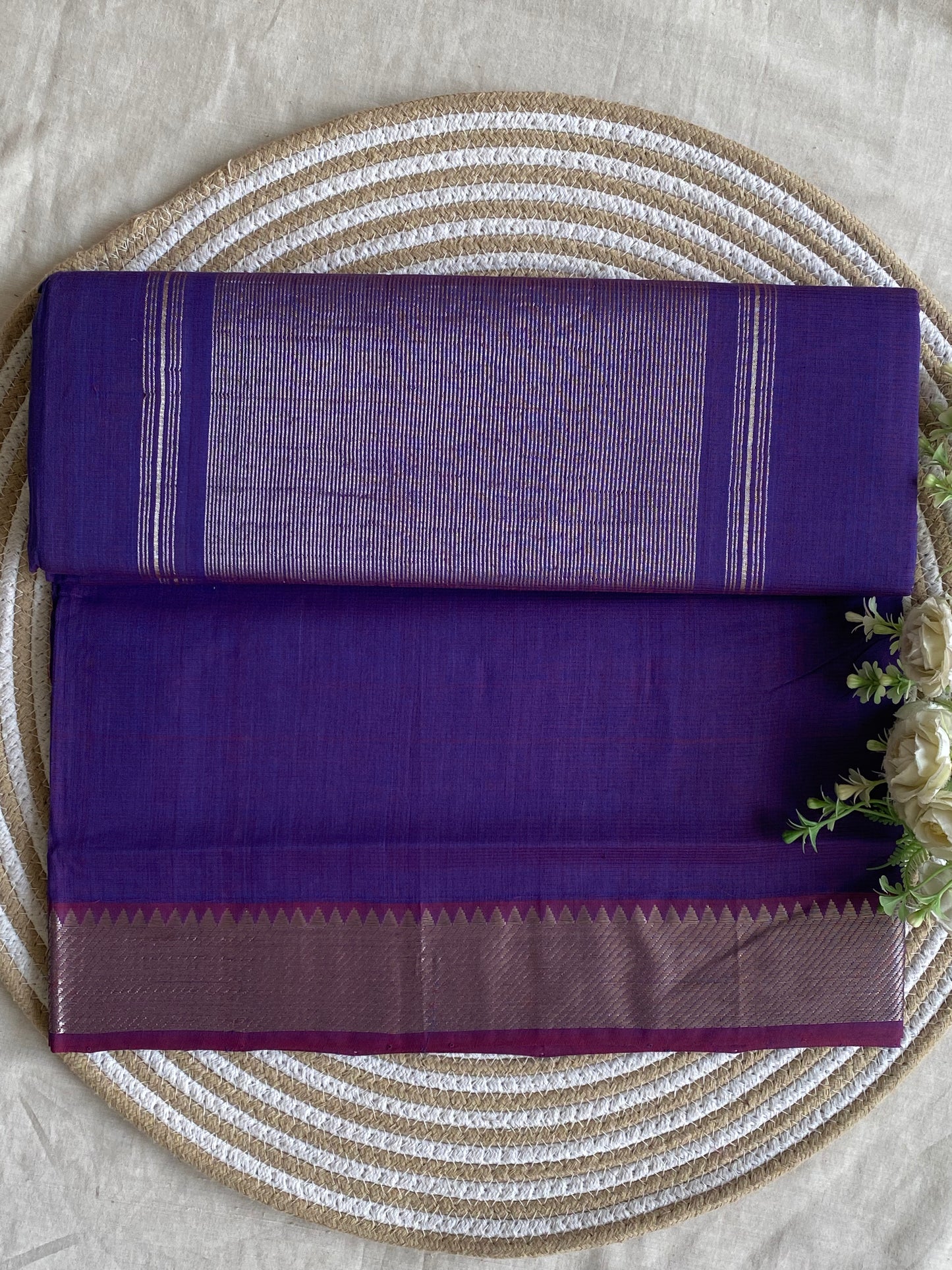 Silver Border Mangalgiri Cotton Saree 23