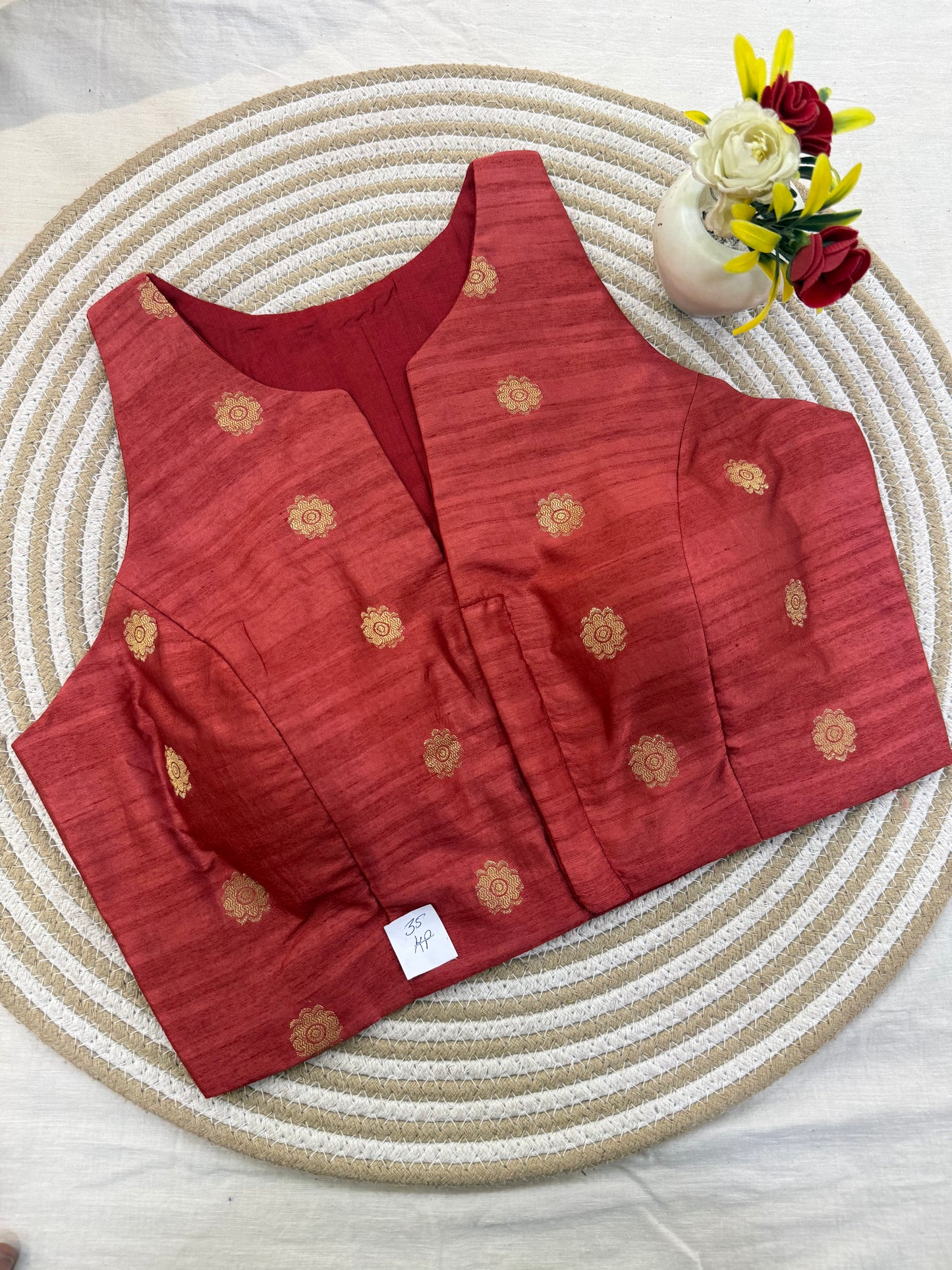 Blush Maroon Taffeta Racer Back Blouse