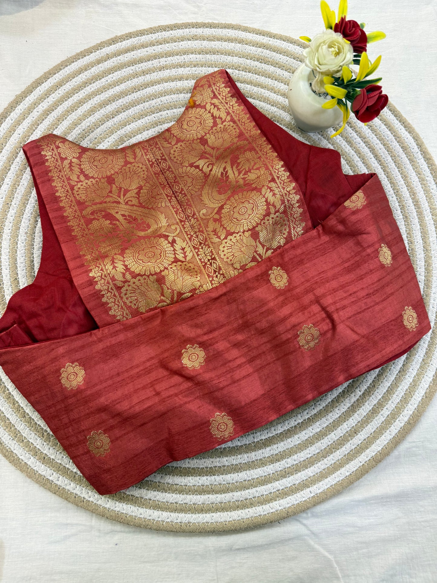 Blush Maroon Taffeta Racer Back Blouse