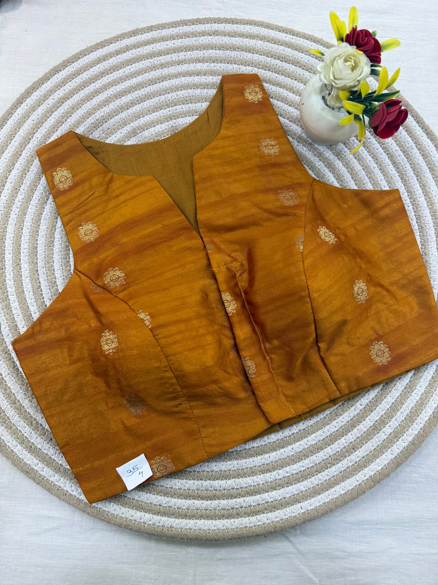 Mustard Taffeta Racer Back Blouse