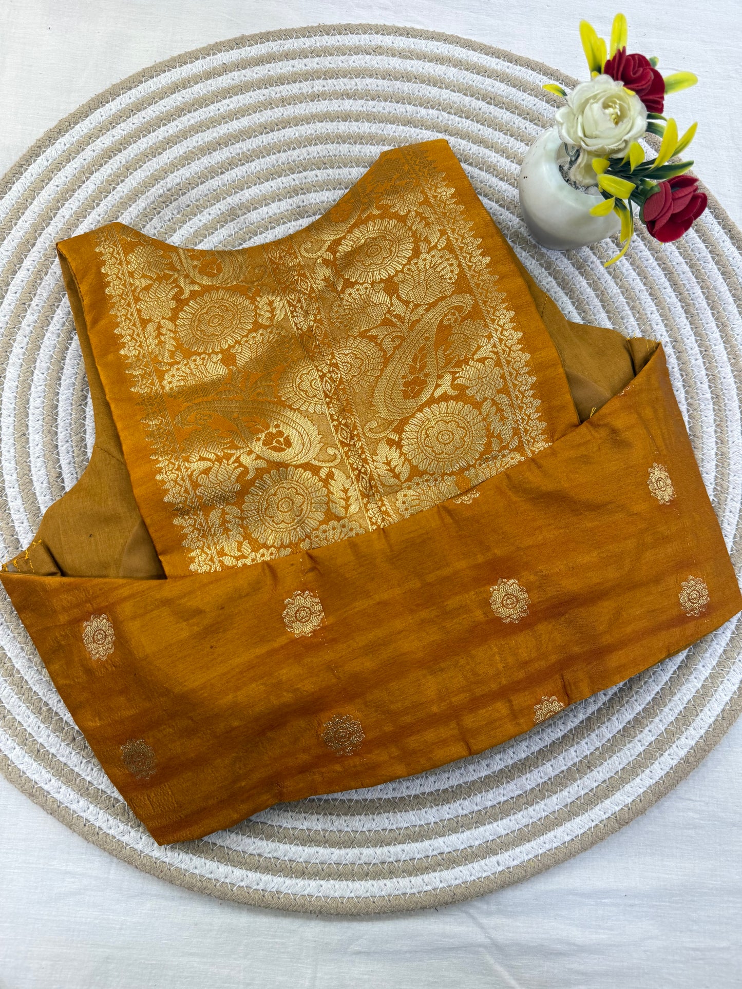 Mustard Taffeta Racer Back Blouse