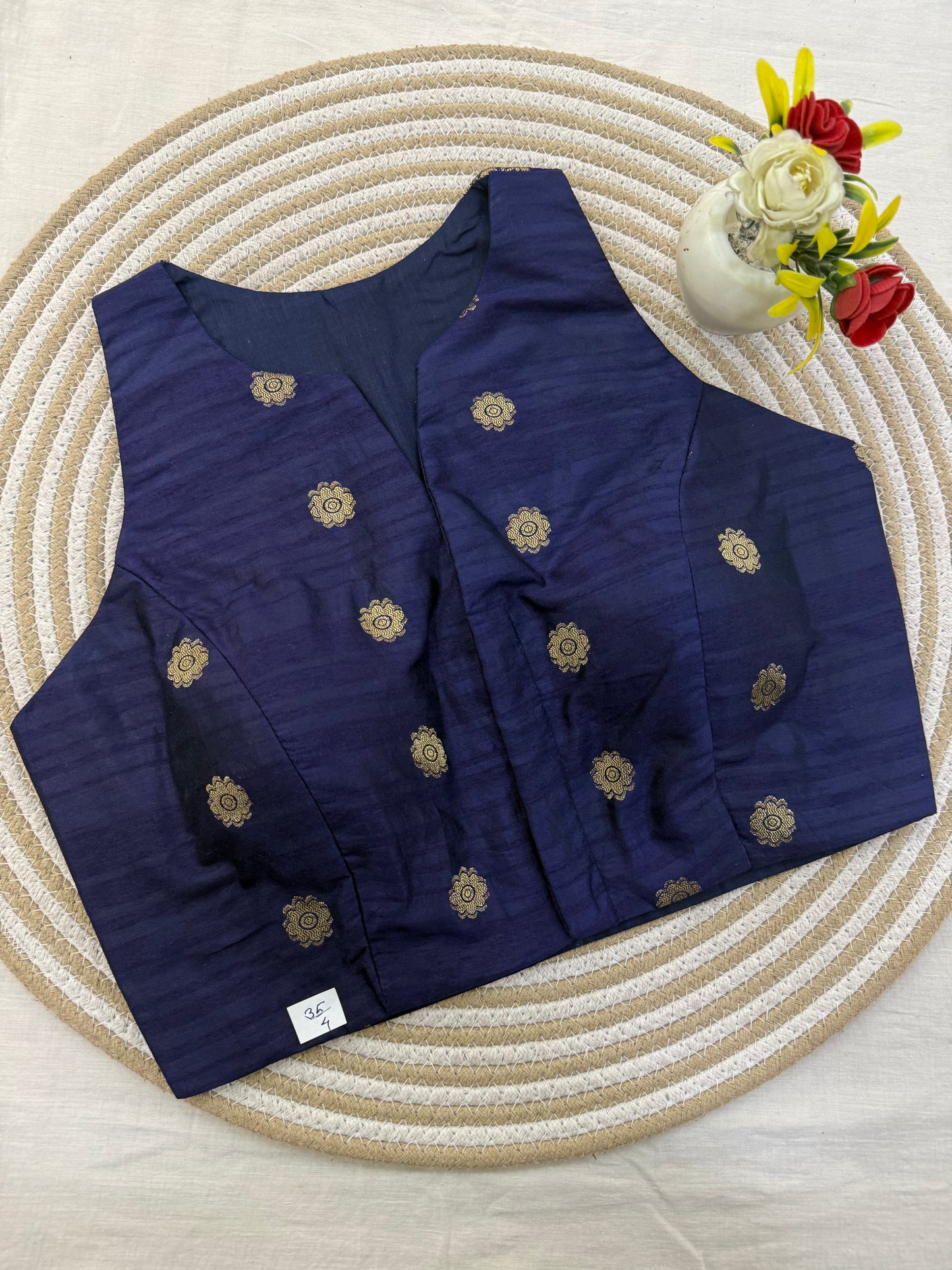 Blue Taffeta Racer Back Blouse
