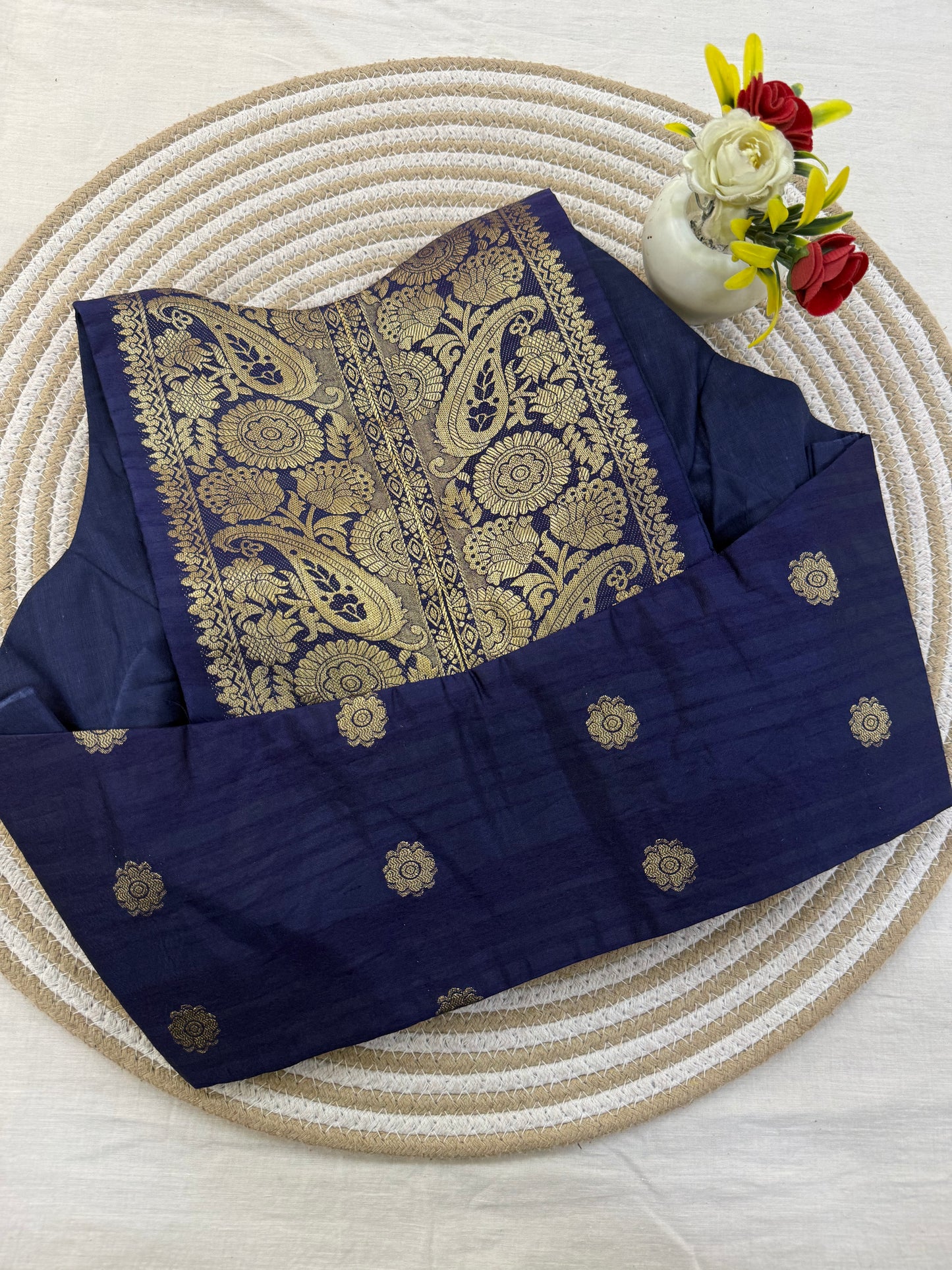 Blue Taffeta Racer Back Blouse