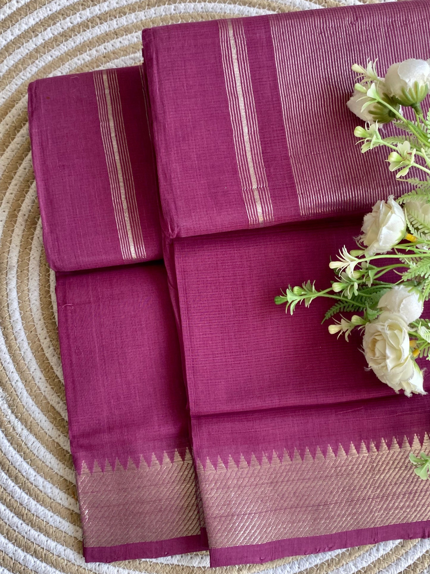 Silver Border Mangalgiri Cotton Saree 28