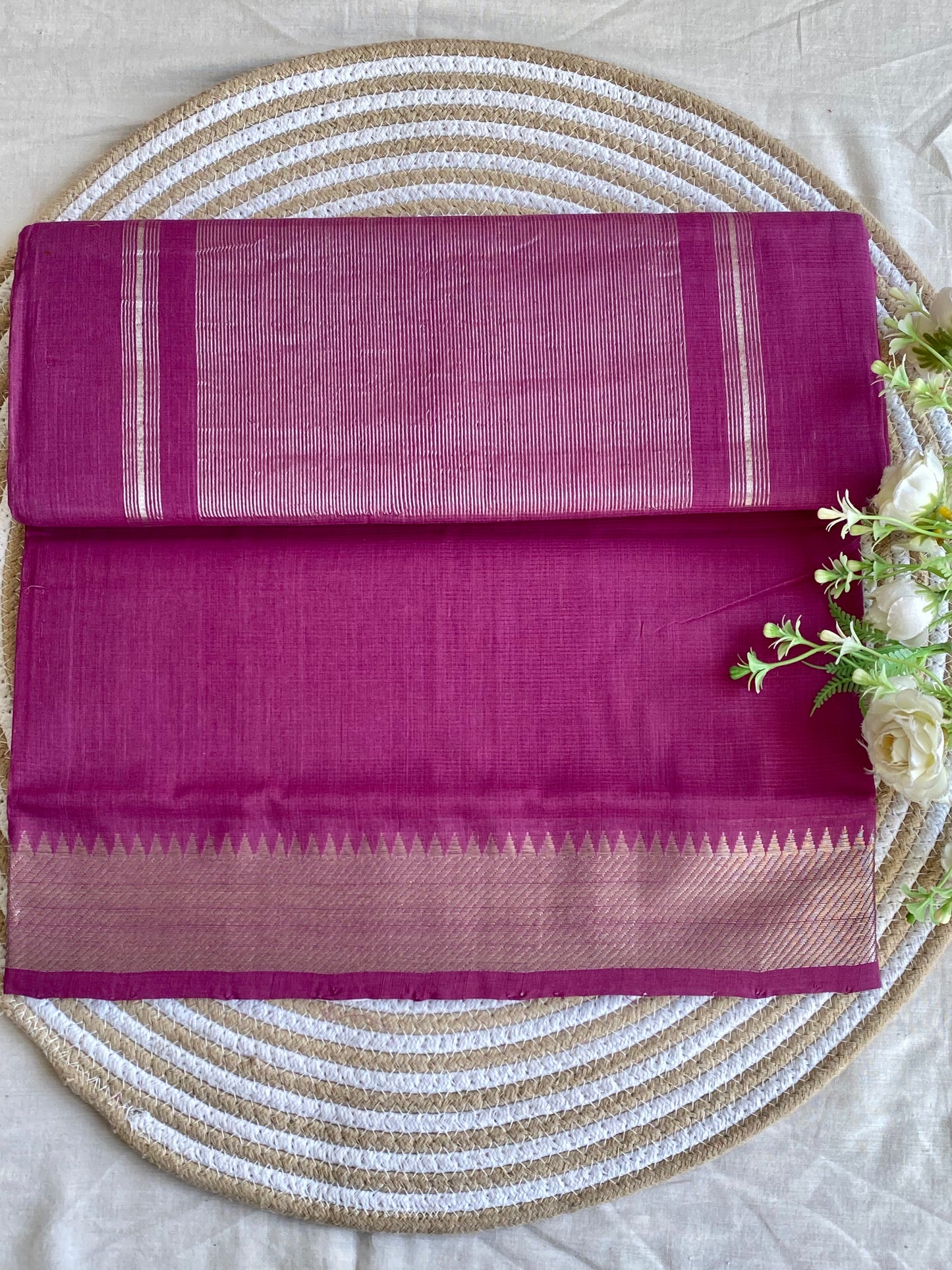 Silver Border Mangalgiri Cotton Saree 28