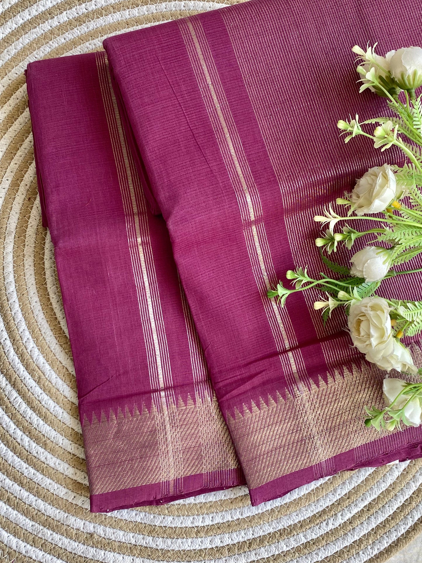 Silver Border Mangalgiri Cotton Saree 28