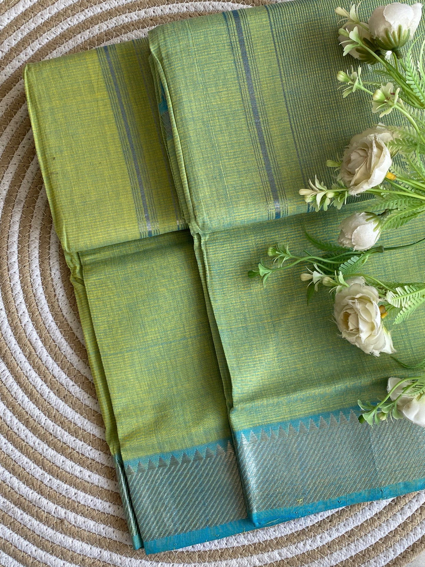 Silver Border Mangalgiri Cotton Saree 29