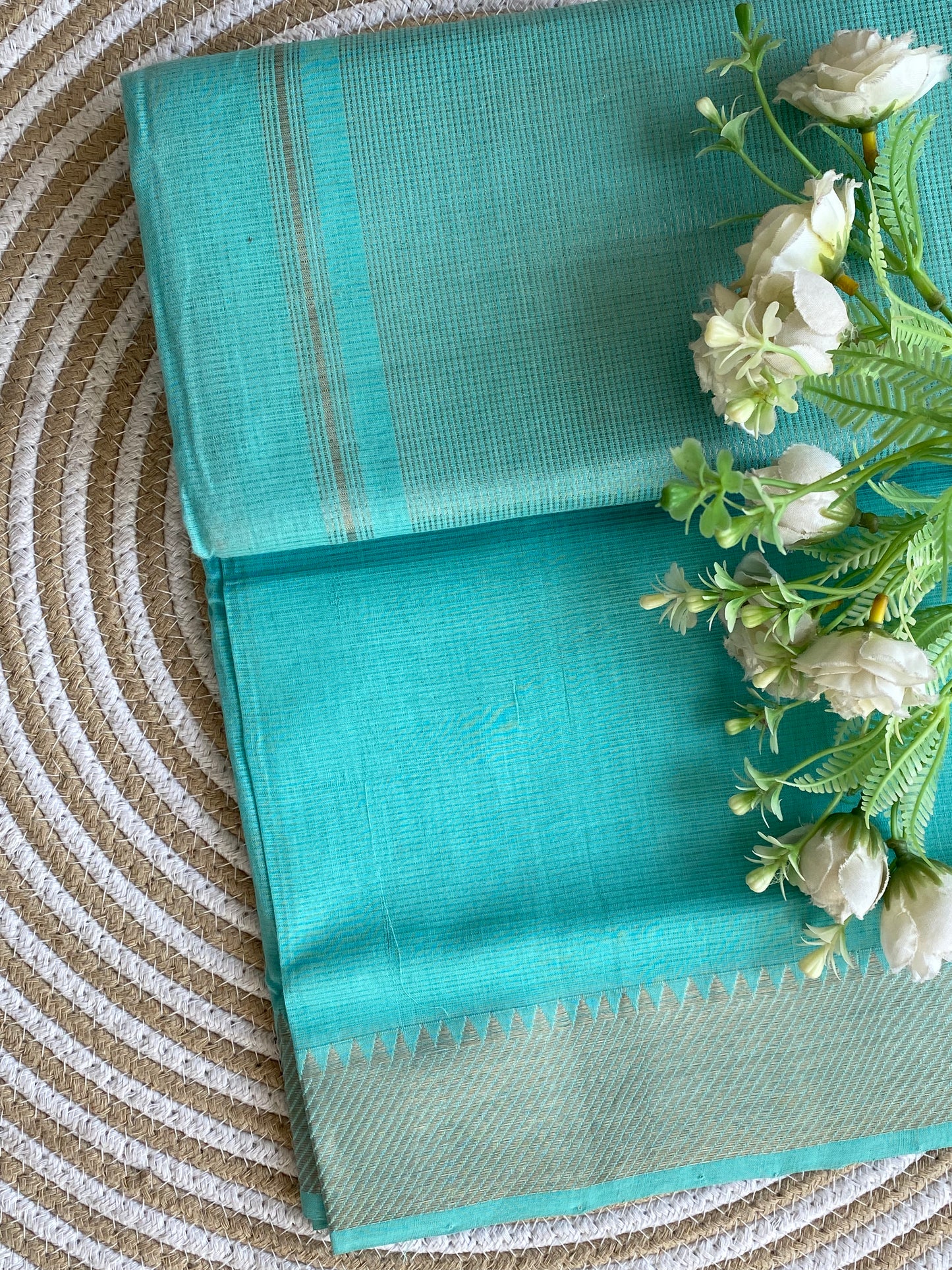Silver Border Mangalgiri Cotton Saree 30