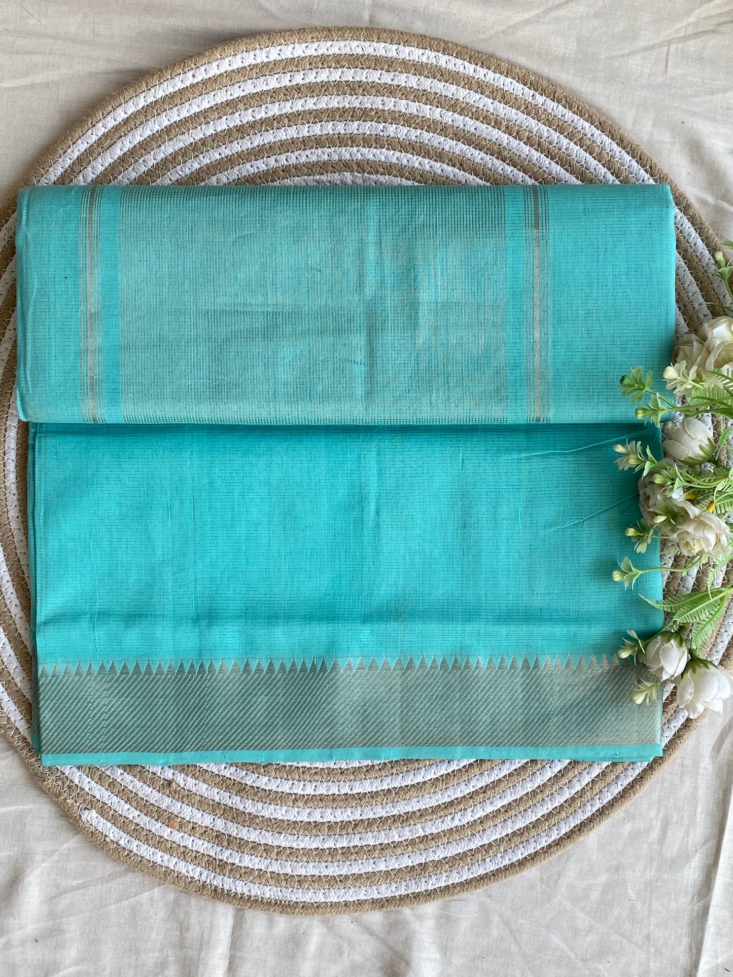 Silver Border Mangalgiri Cotton Saree 30
