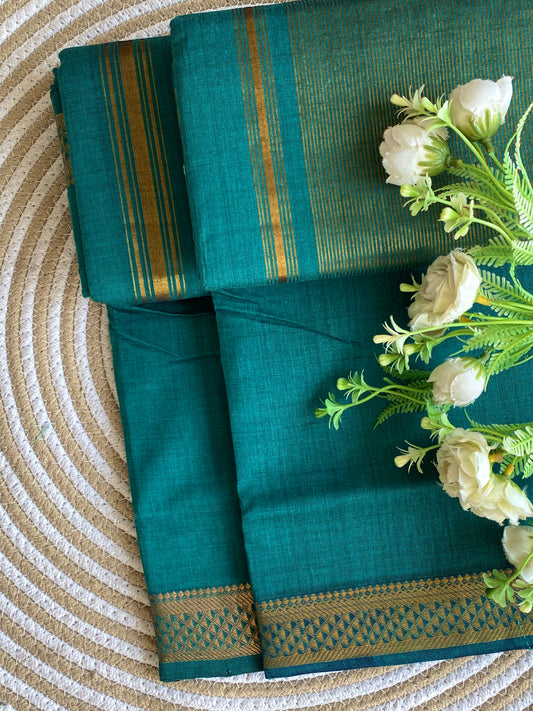 Nizam Golden Border Mangalgiri Saree 11