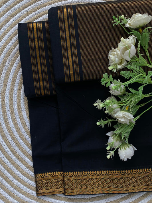 Nizam Golden Border Mangalgiri Saree 09