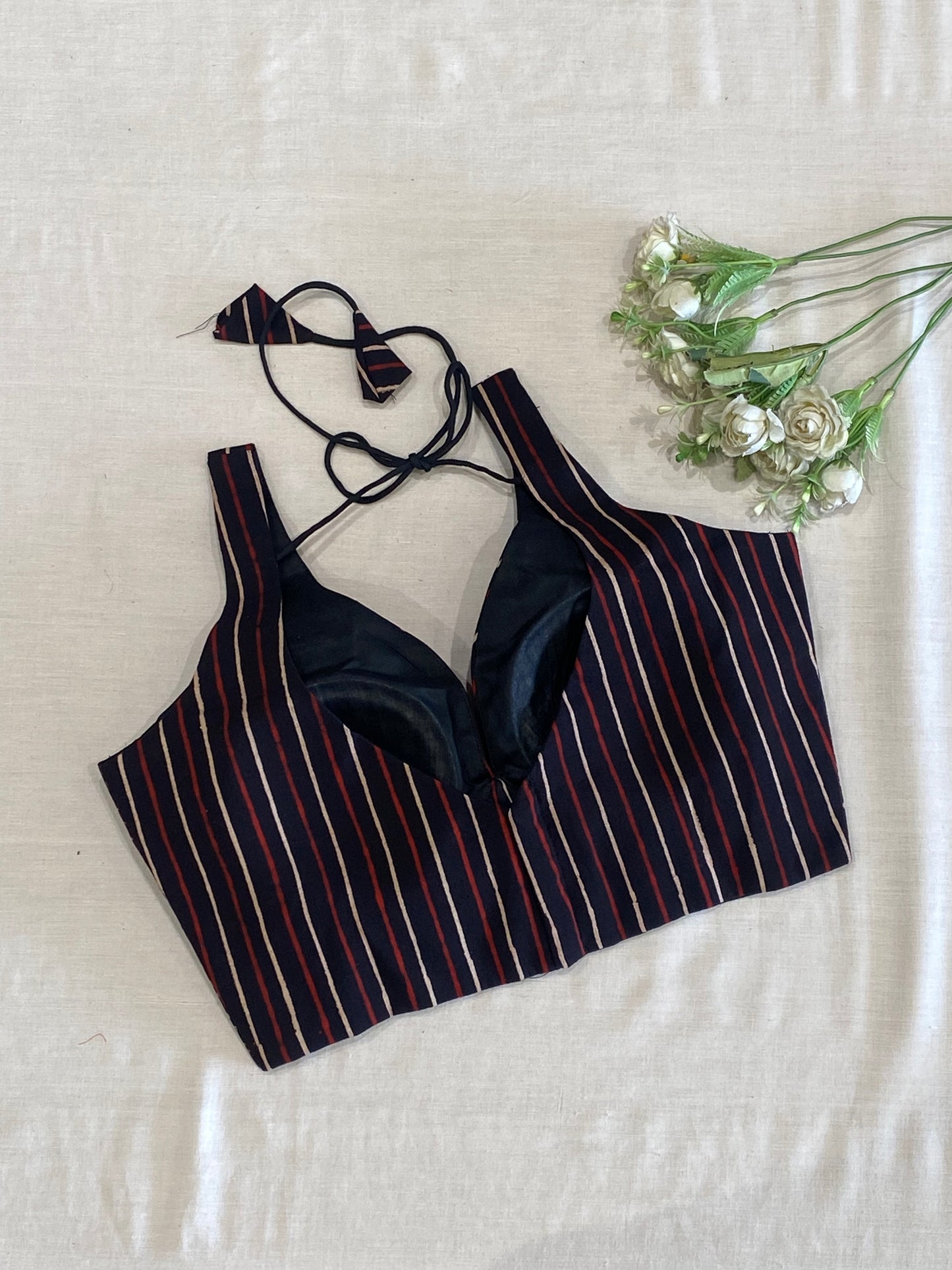 Maroon Brown W Belt Ajrakh Cotton Blouse