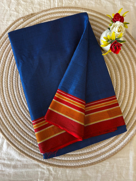 Vintage Blue Red Ilkal Handloom Saree