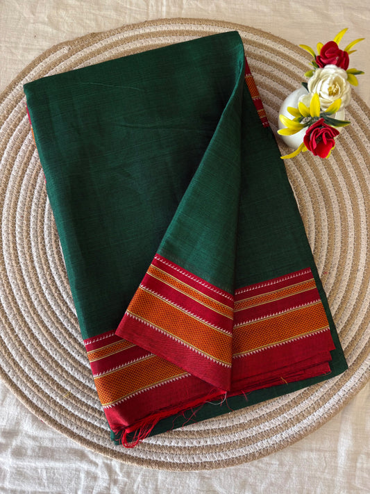 Vintage Green Red Ilkal Handloom Saree