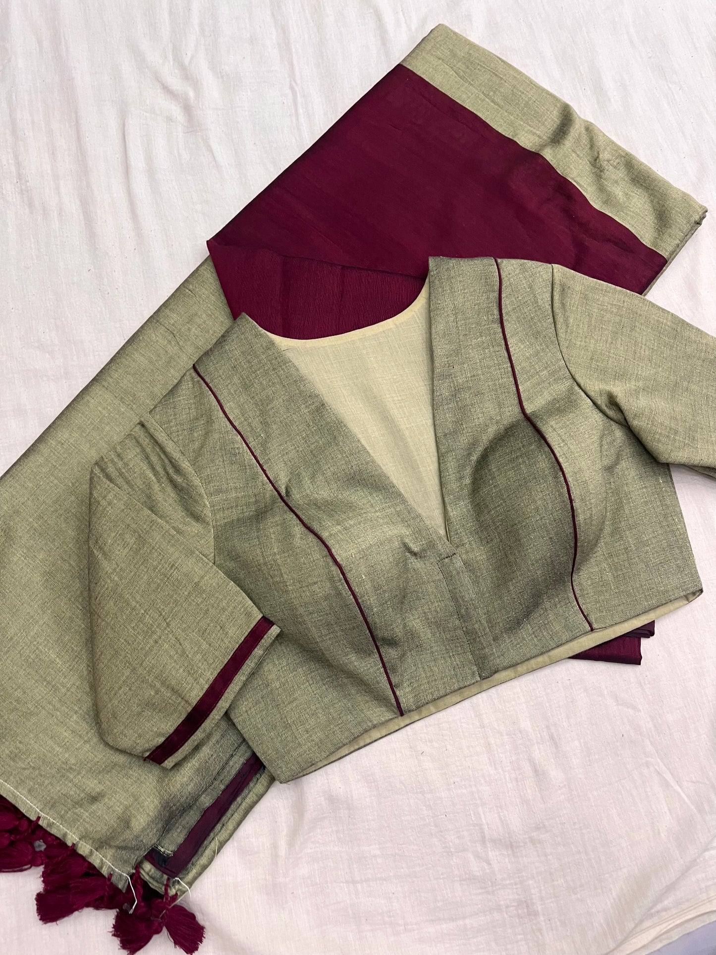 Maroon Muse Saree Blouse Combo Set