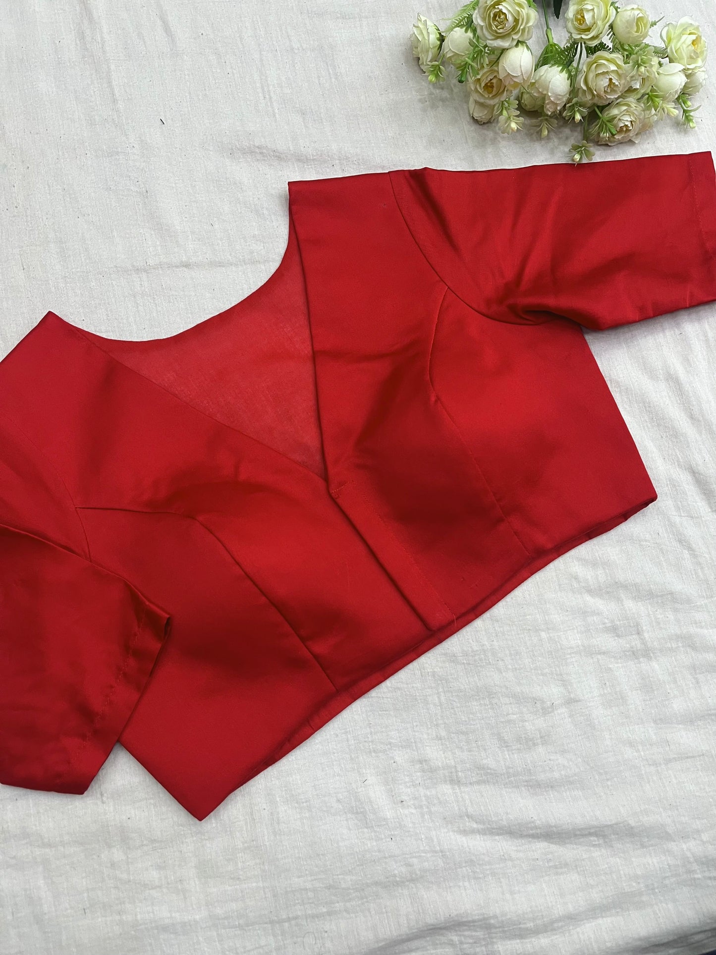 Durga Mata Pujo Red Elbow Sleeves Blouse