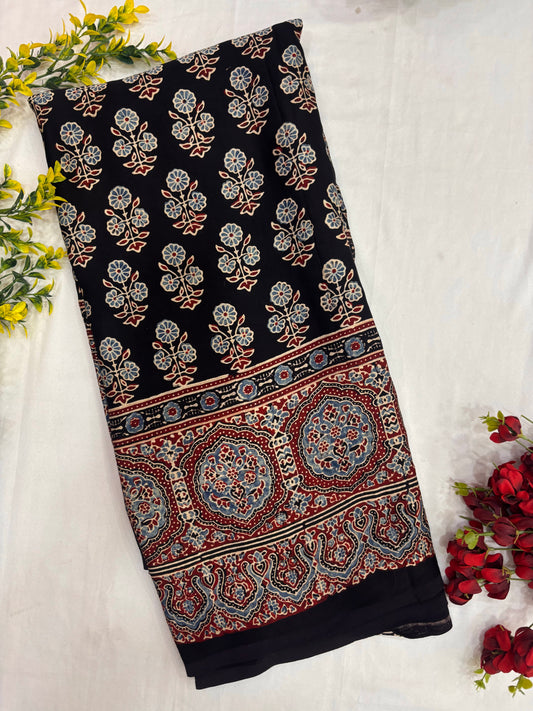 Neelmani Tara Ajrakh Modal Silk Saree (Dispatch Feb 25th)