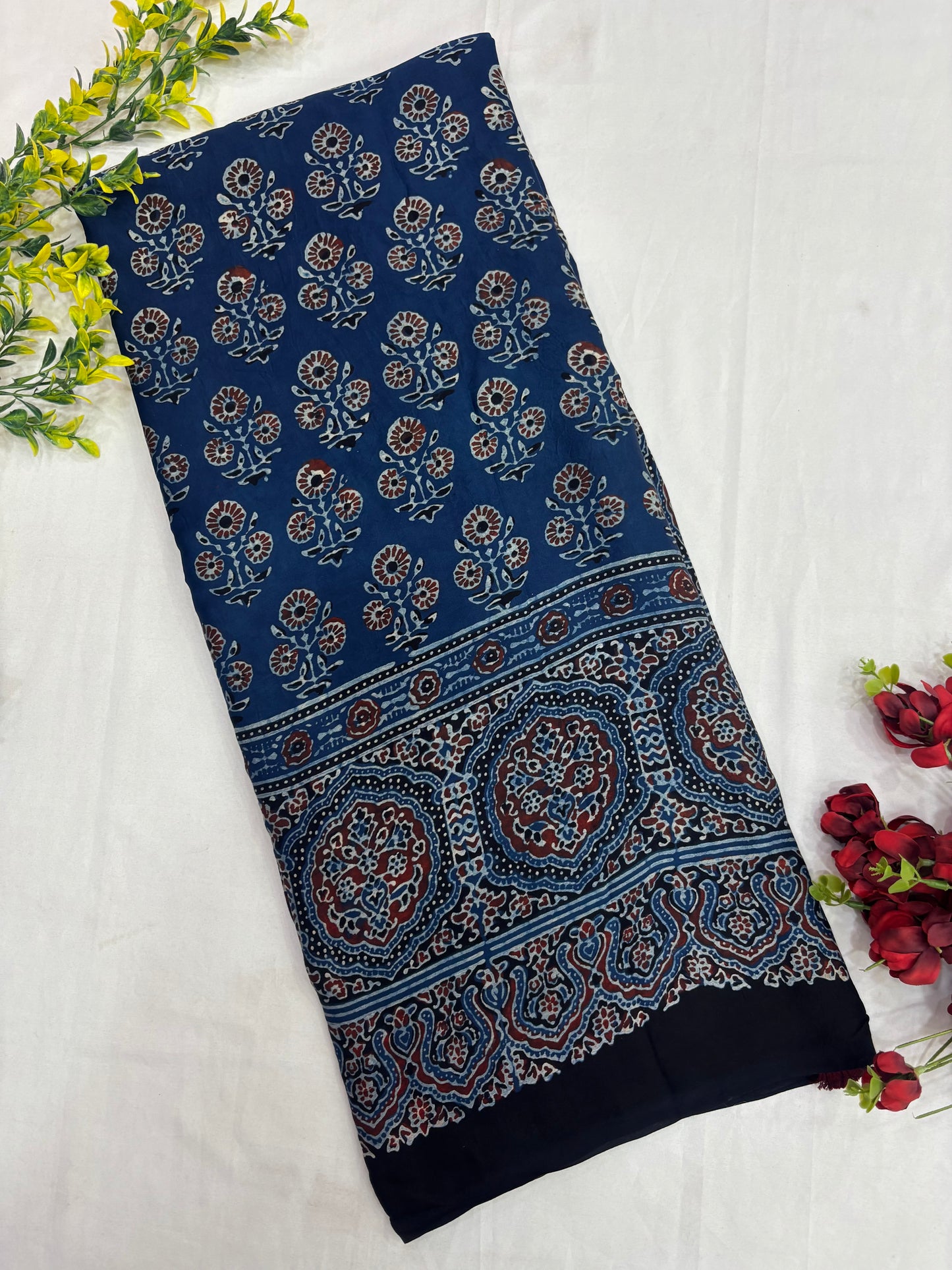 Neel Tara Black Ajrakh Modal Silk Saree (Pre Order - Dispatch Starts 10th June 2026)