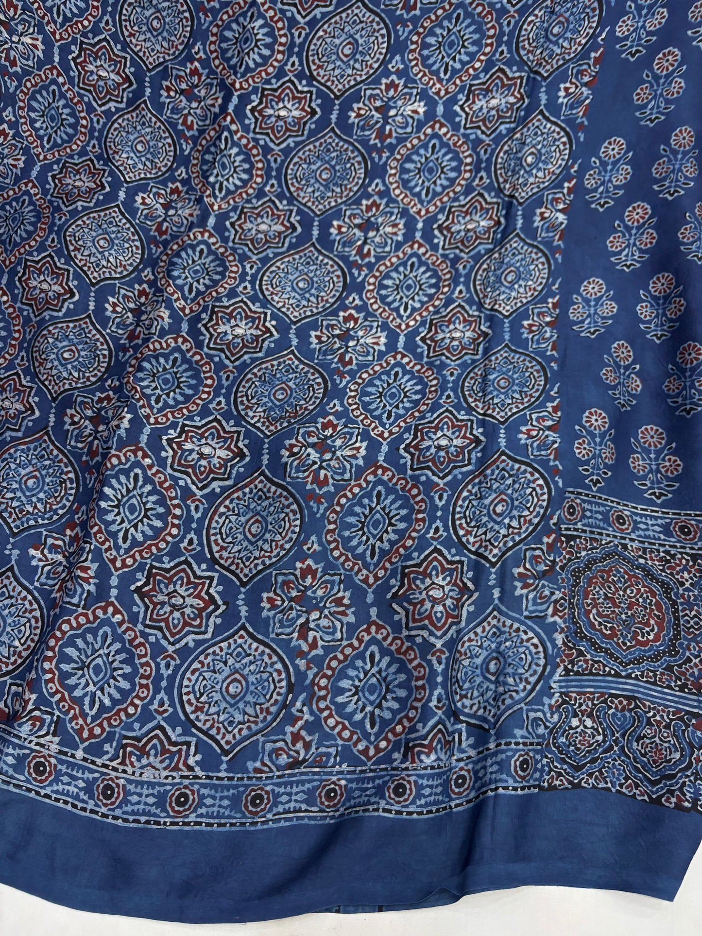 Neel Tara Ajrakh Modal Silk Saree (Dispatch March 15th)