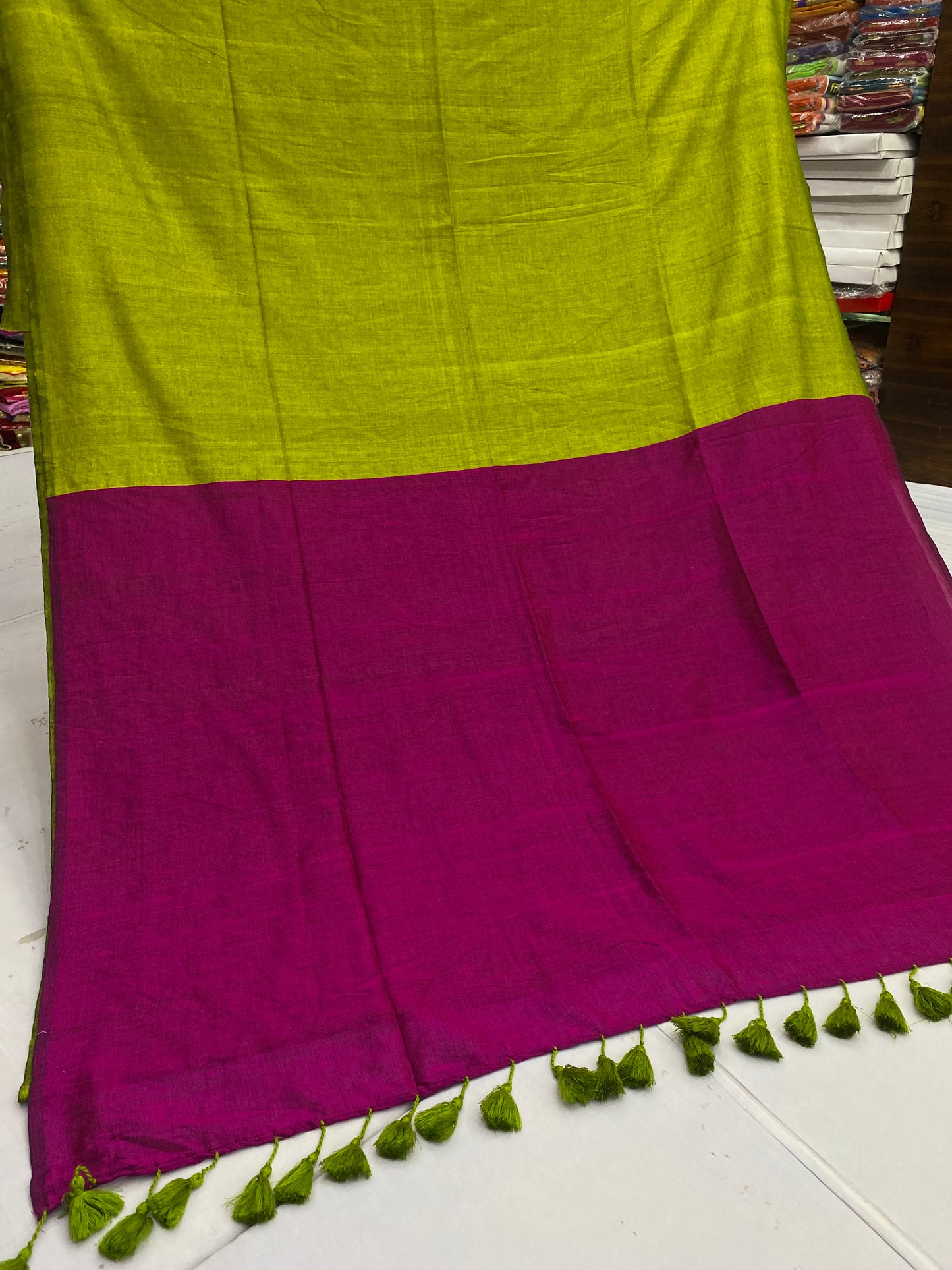 Magenta Green Saree Blouse Combo Set