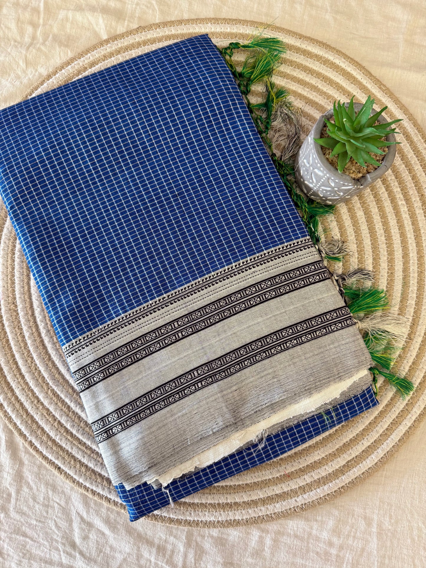 Reynolds Grey Kondi Checks Ilkal Saree