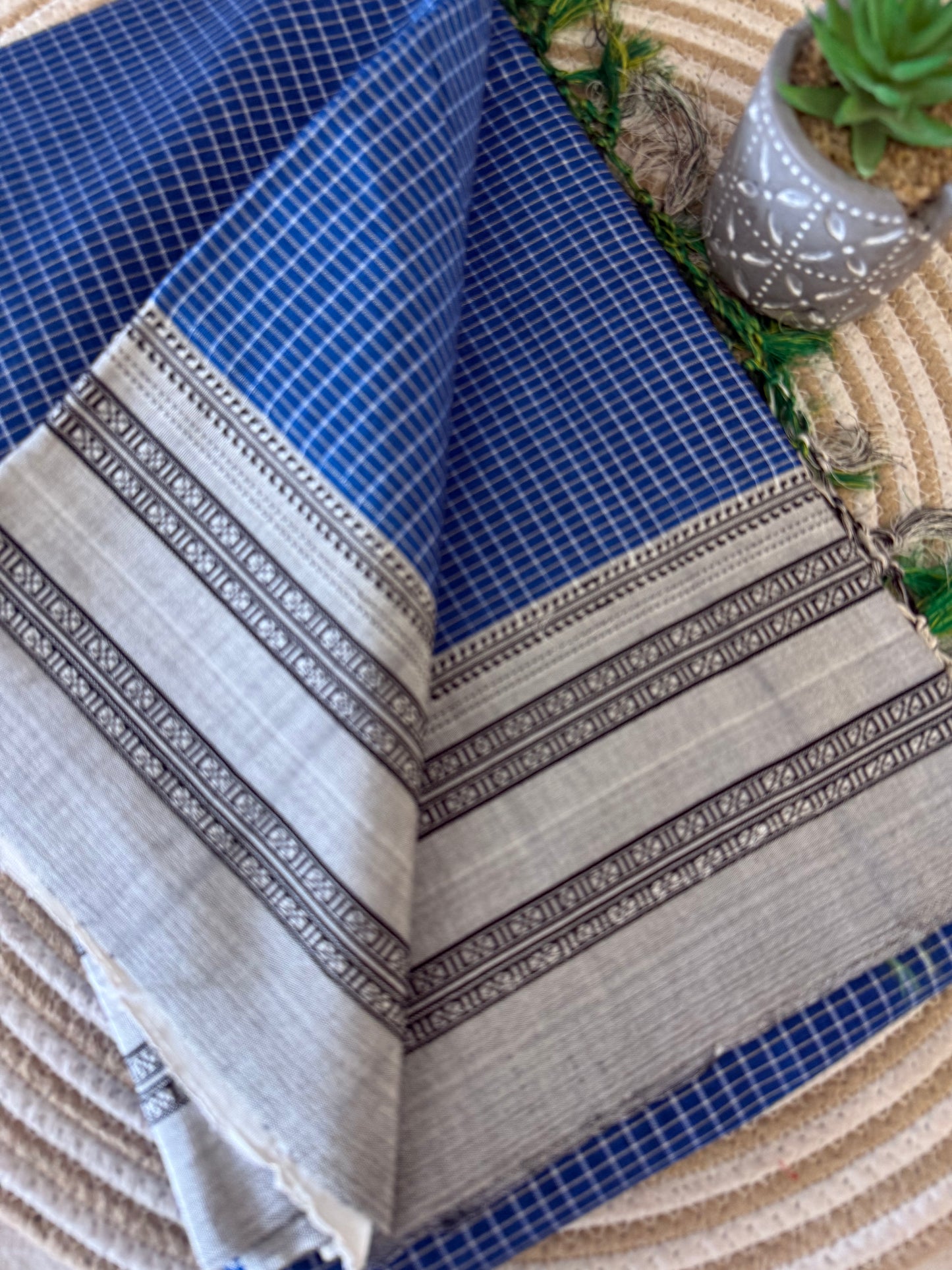 Reynolds Grey Kondi Checks Ilkal Saree