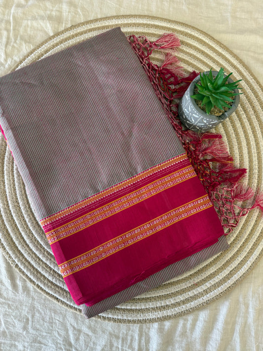 Oliver Pink Kondi Checks Ilkal Saree