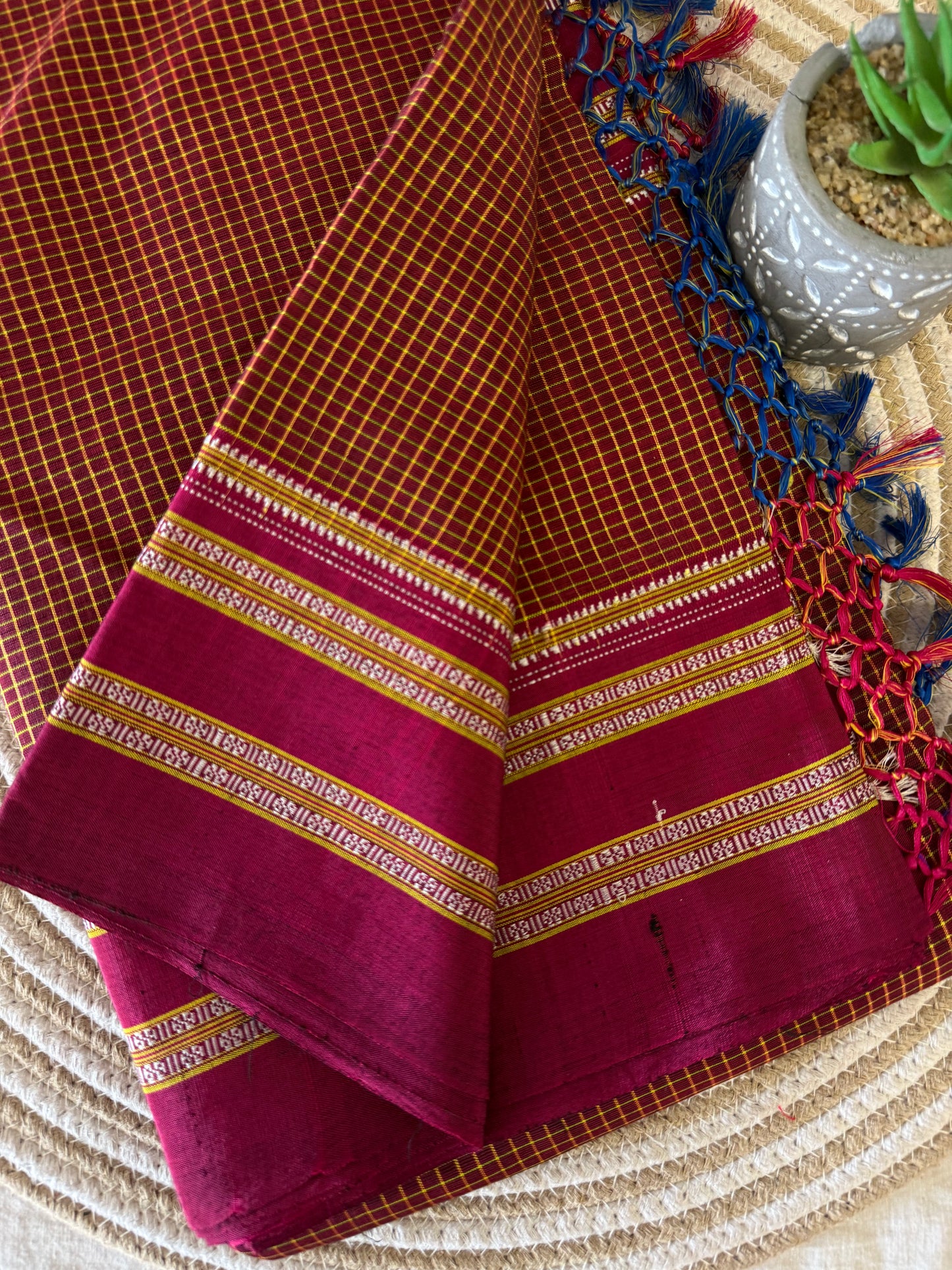 Brown Pink  Kondi Checks Ilkal Saree