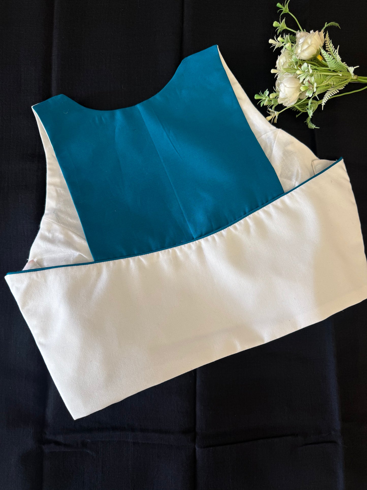 Teal White Racer Back Blouse (Dispatch Starts 10th Sept 2026)