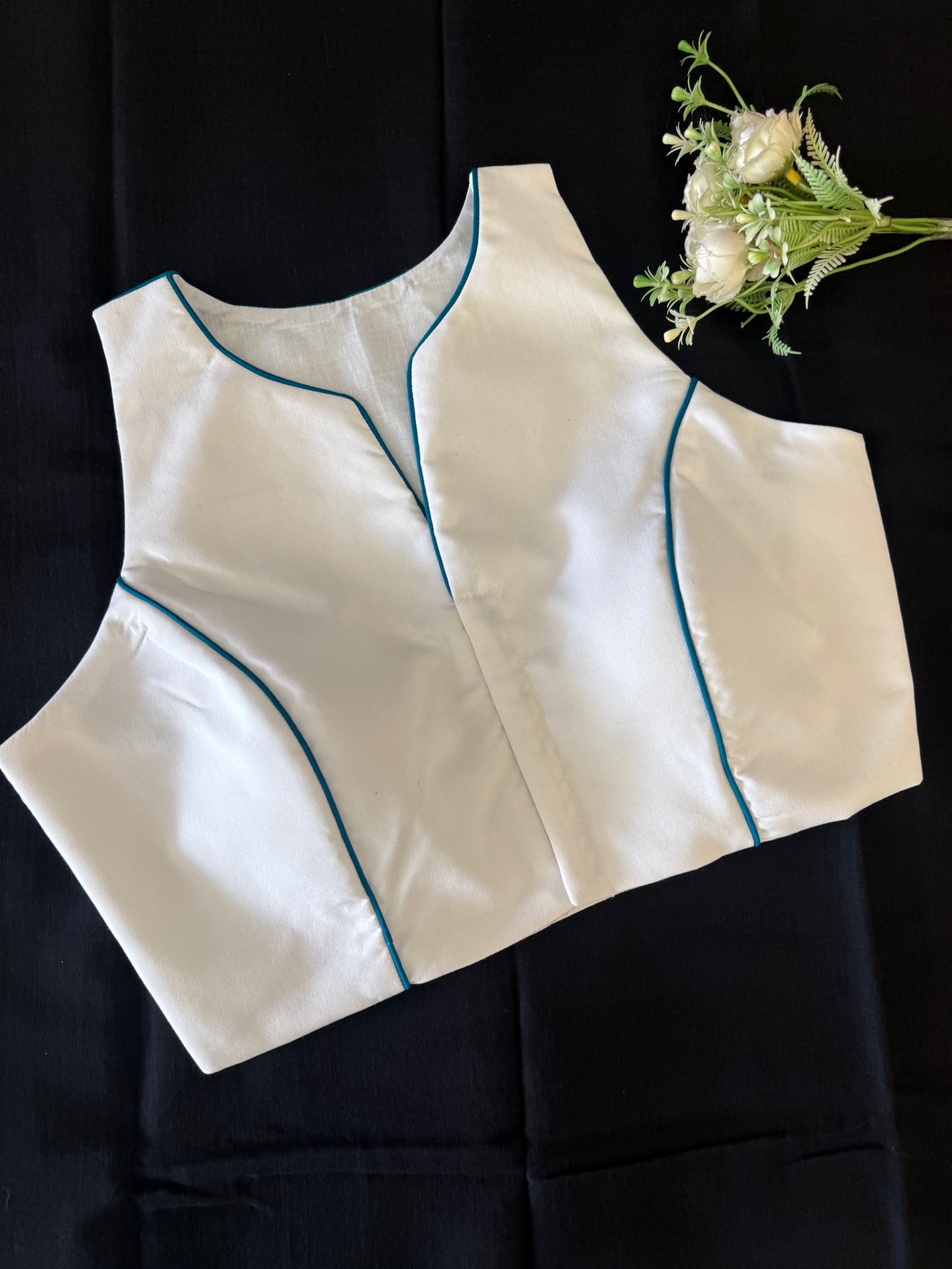 Teal White Racer Back Blouse (Dispatch Starts 10th Sept 2026)
