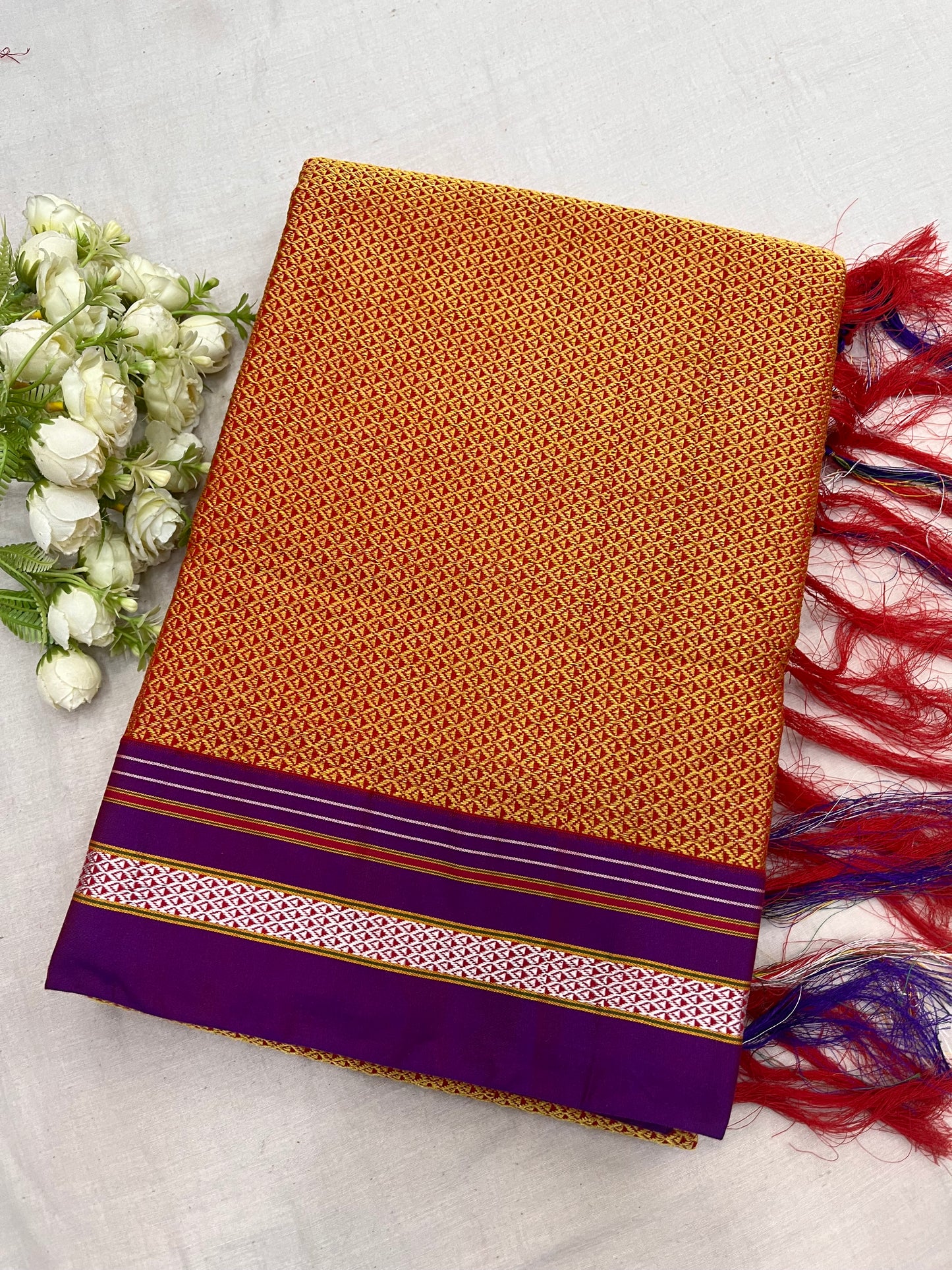 Orange Purple Khun Saree