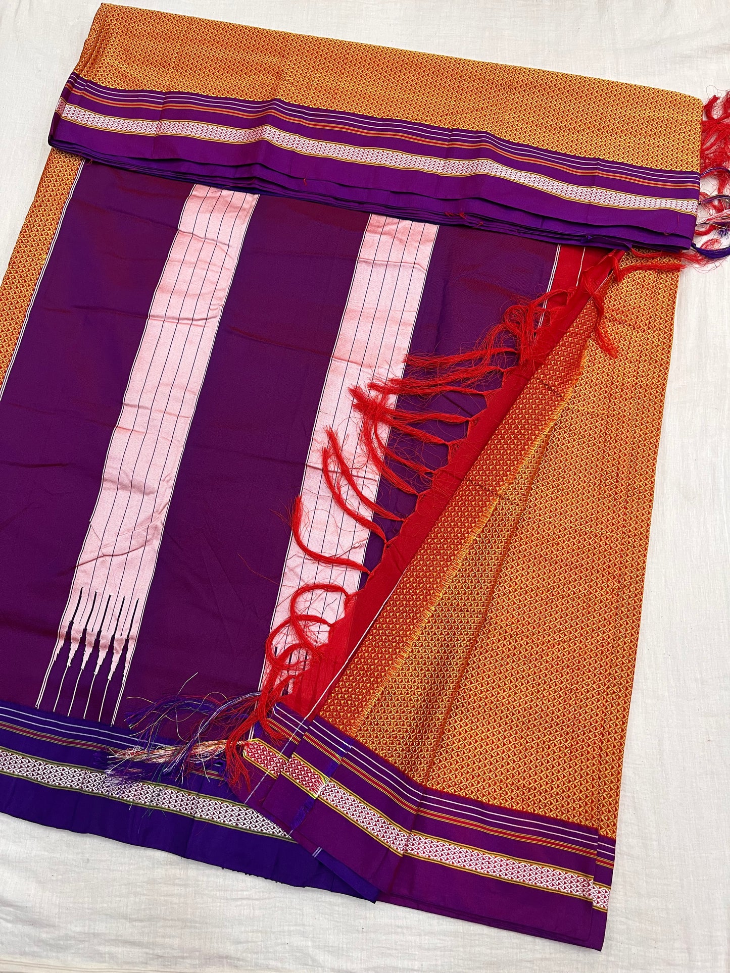 Orange Purple Khun Saree