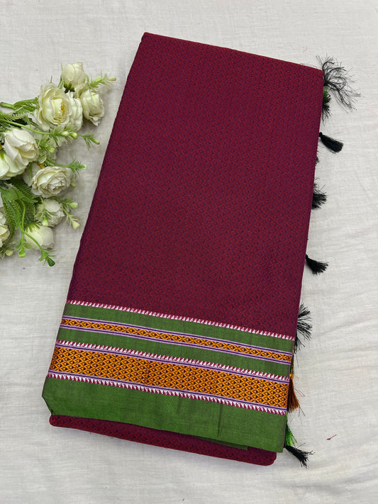 Cross Pink Green Khun Saree