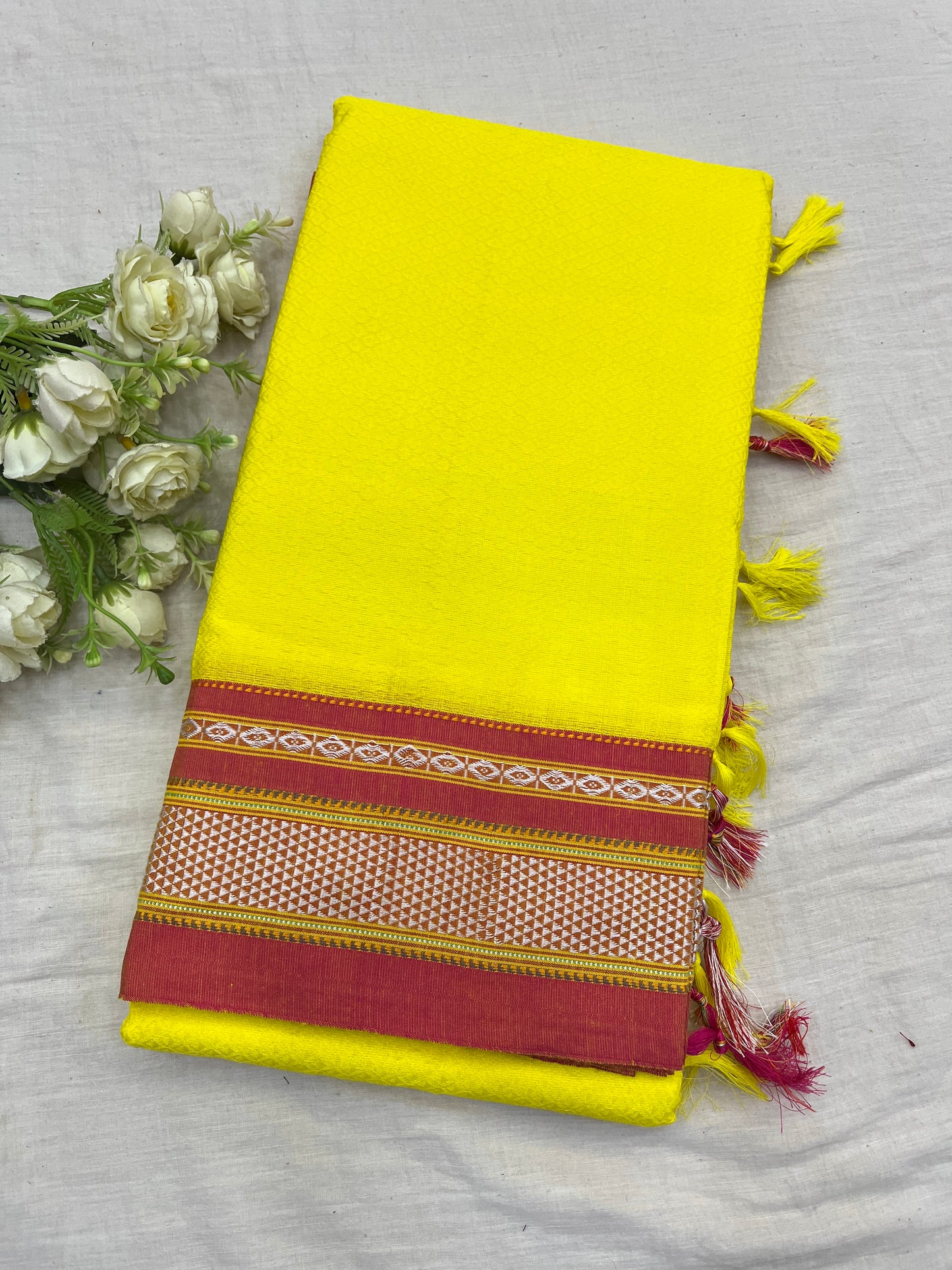 Yellow Peach Pink Khun Saree