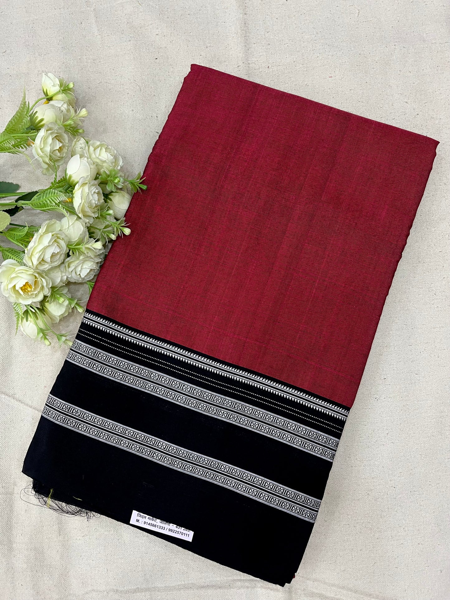 Maroon Black Ilkal Saree