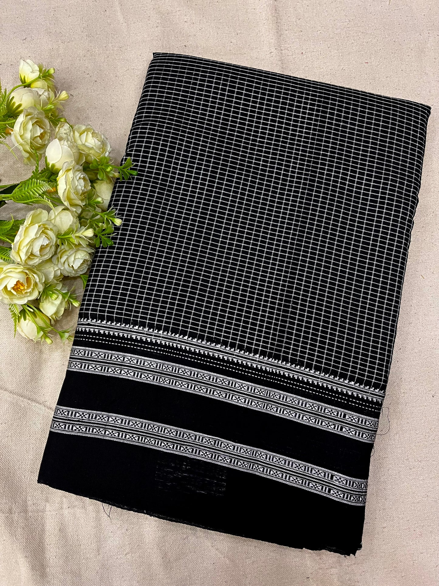 Black Checks Kondi Ilkal Saree