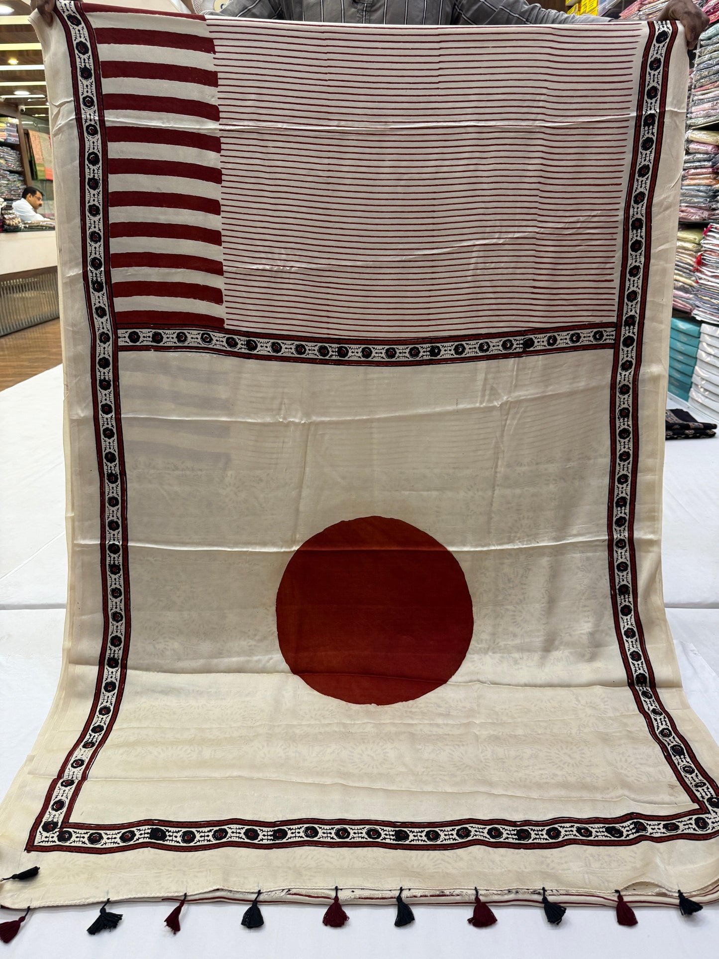 Chandra Rekha Ajrakh Print Modal Silk Saree