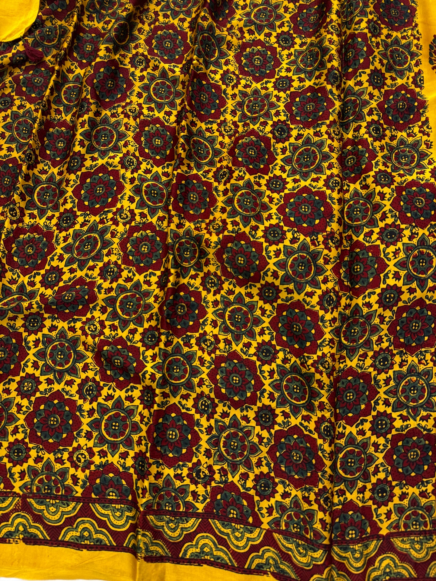 Kesar Raag Ajrakh Print Modal Silk Saree