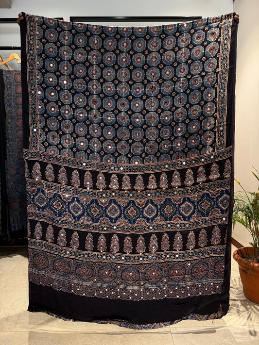 Kalpana Jalna Ajrakh Mirror Saree