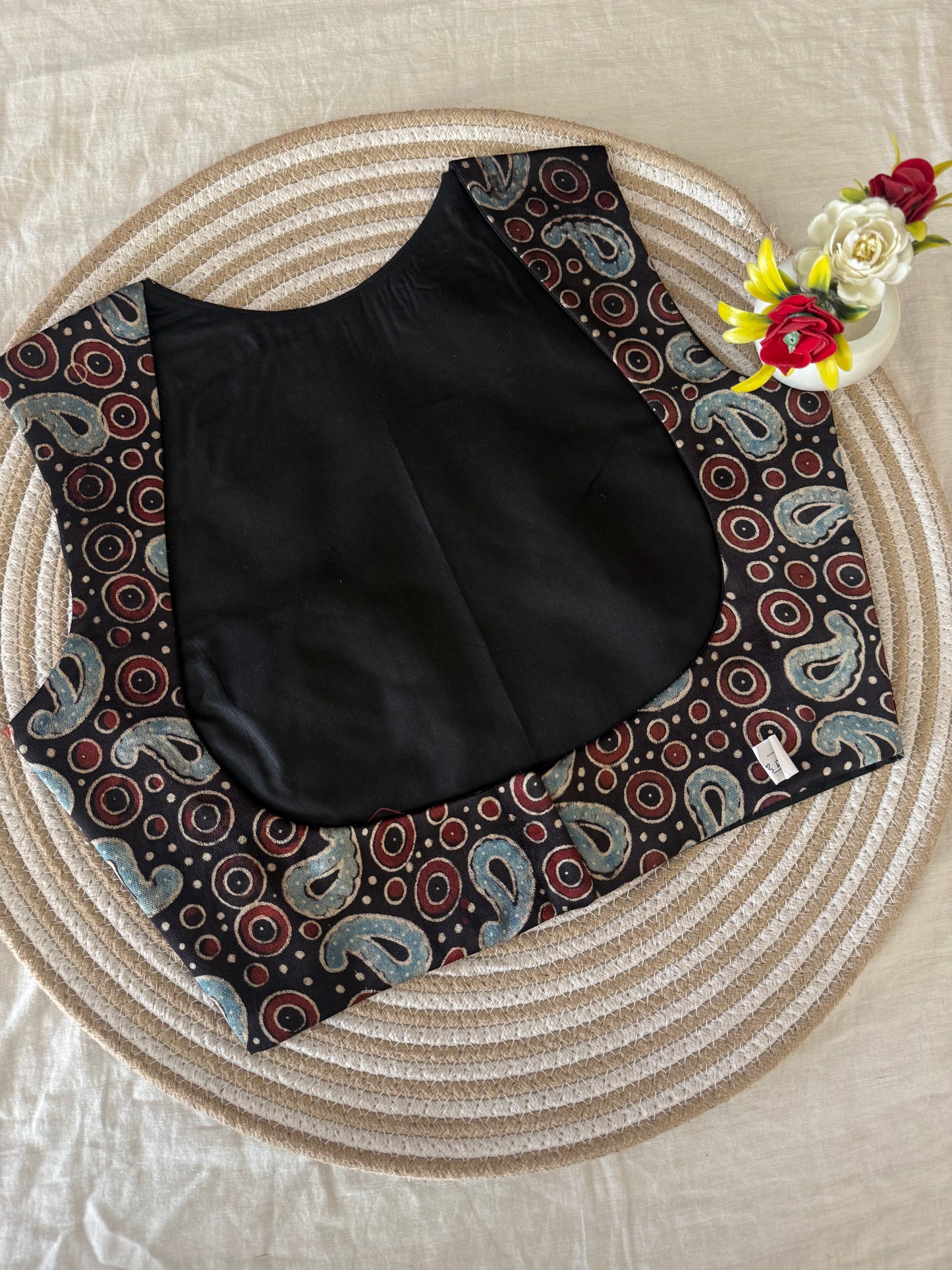 Paisley Black Ajrakh Modal Silk Koti