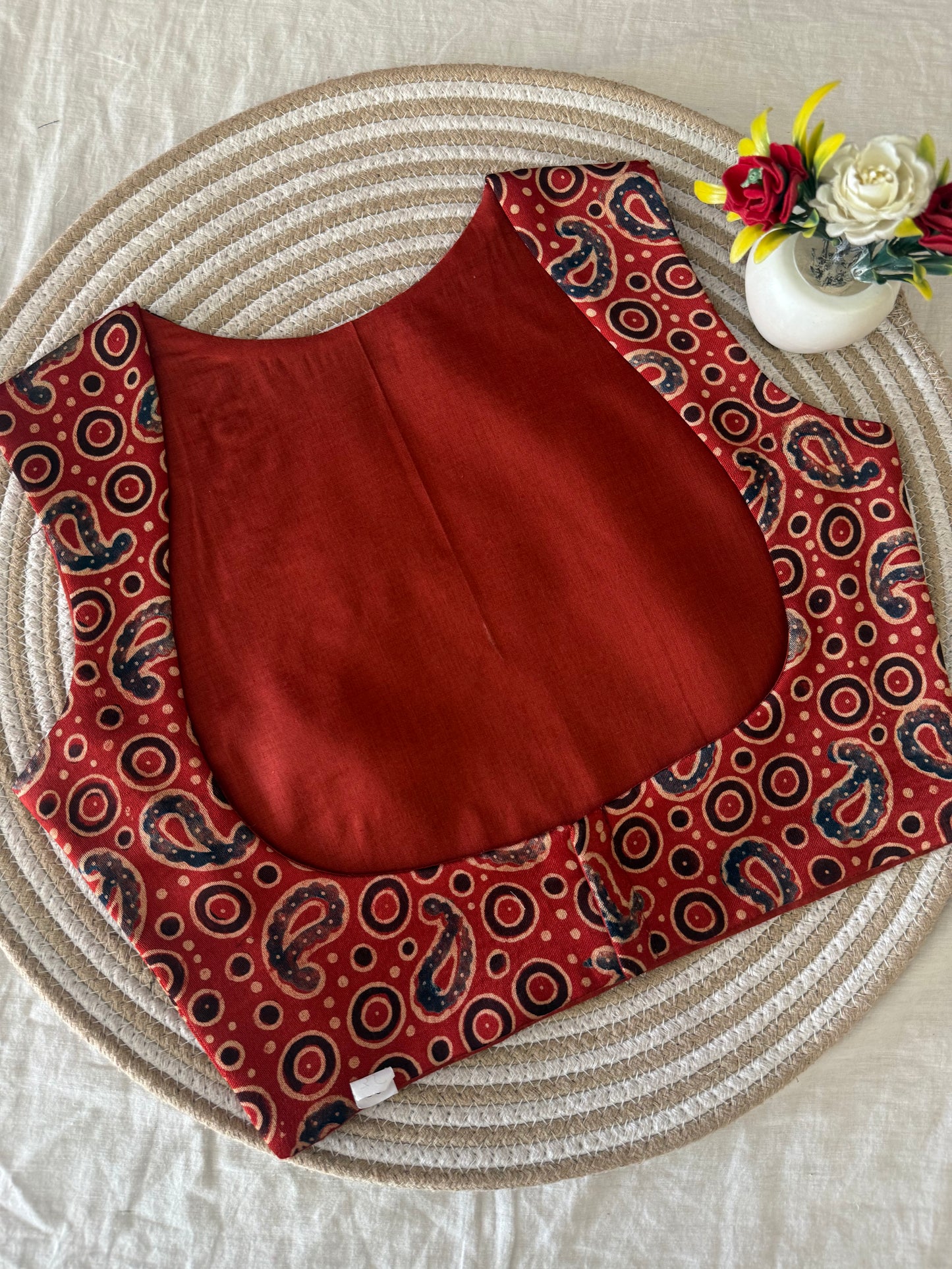 Paisley Red Ajrakh Modal Silk Koti