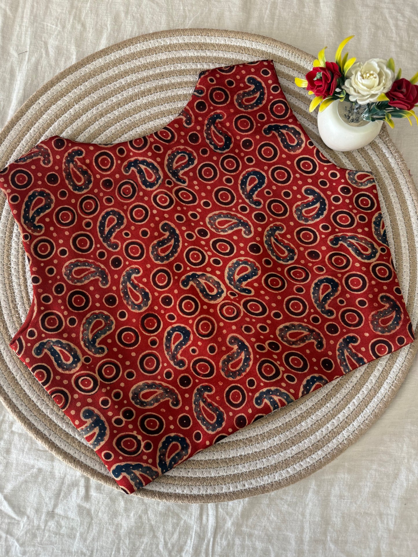 Paisley Red Ajrakh Modal Silk Koti
