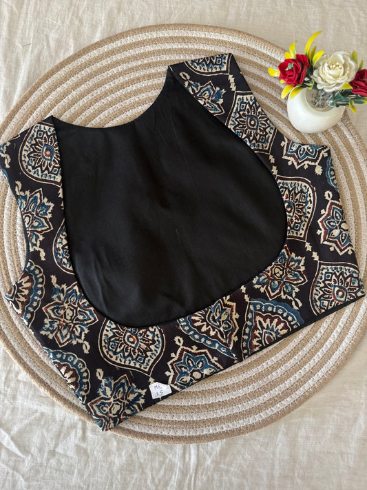 Badam Black Ajrakh Modal Silk Koti