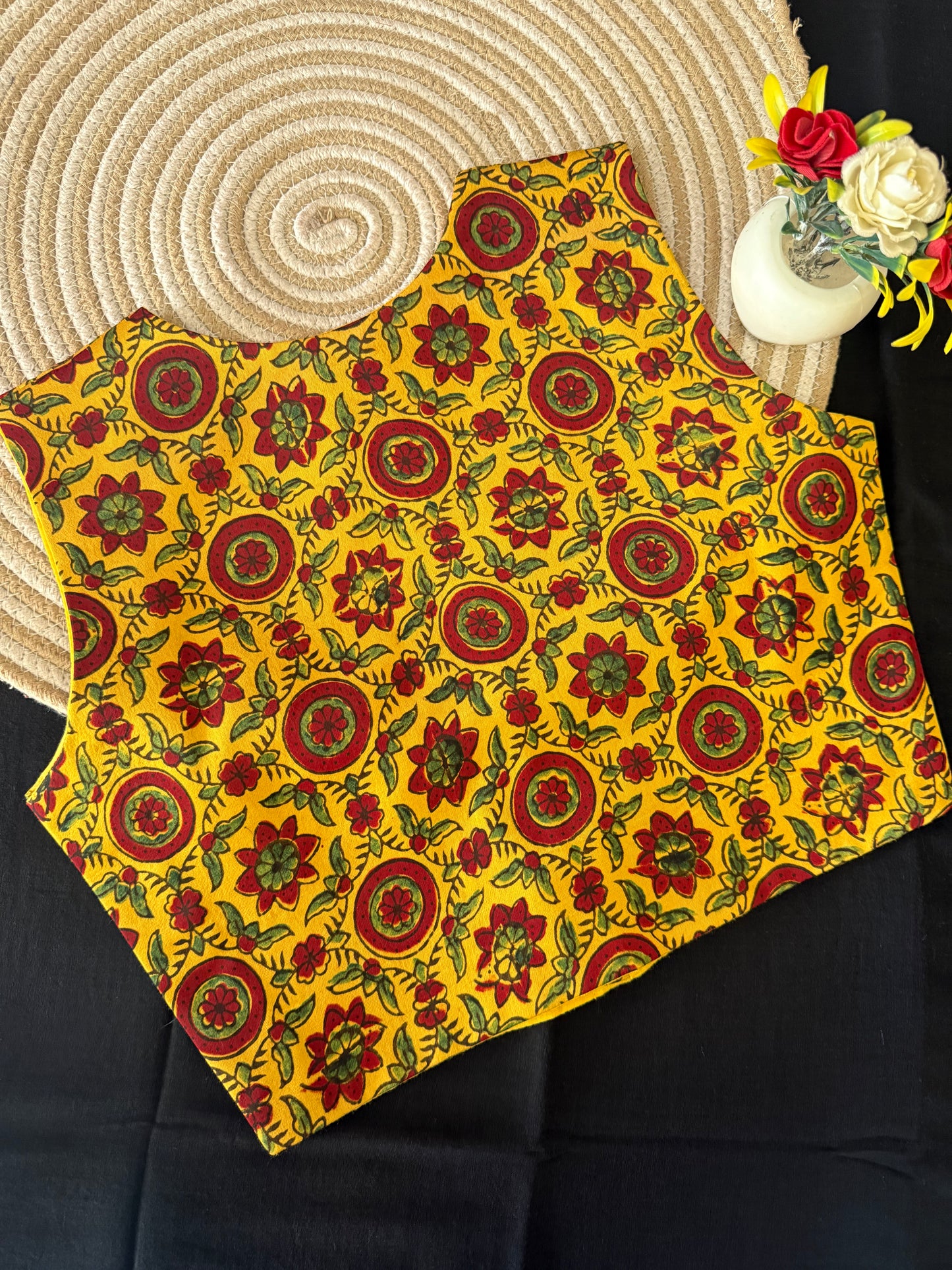 Yellow Ajrakh Modal Silk Koti