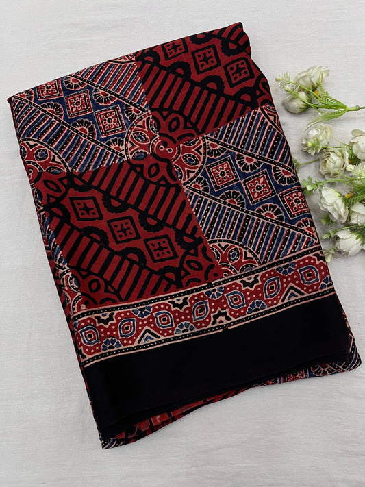 ChitraKatha Ajrakh Print Modal Silk Saree