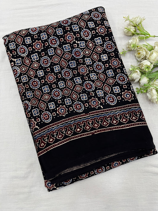 Noorjaal Ajrakh Print Modal Silk Saree